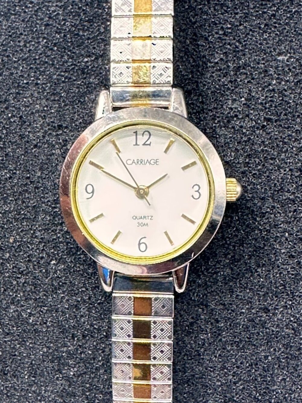 3/$30 Carriage Watch Women Silver Gold Two Tone 20MM Dial Stretch Band